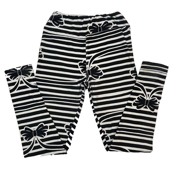 Lularoe OS‎ Leggings BOW PRINT One Size Black White - Picture 2 of 5